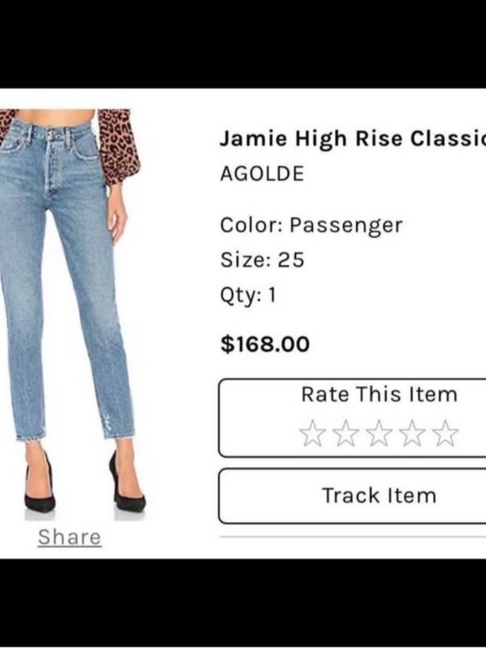 Agolde Jamie High Rise Jeans - Light Blue Passenger